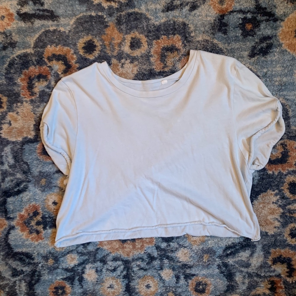 pac sun basics boxy cropped tee in light blue